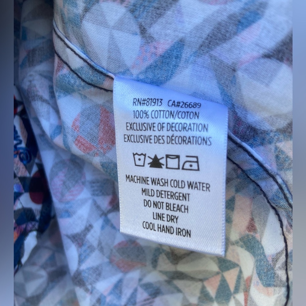 Robert Graham Faro Kaleidoscope Long Sleeve Shirt Paisley Flip Cuff Button Front - Picture 12 of 12